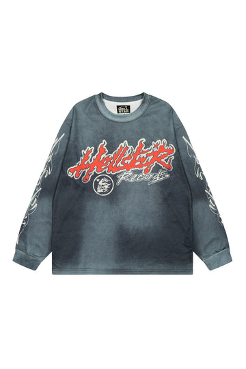 Flame Text Long Sleeve Shirt