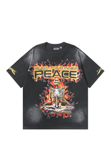 Dark Style: Skeleton Black Shirt with Flames