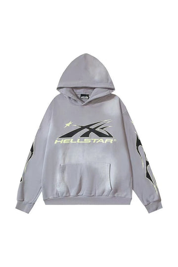 Grey Hellstar Studios Sports Logo Hoodie