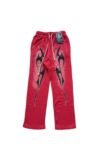 Hellstar Studios flame casual sports pants red