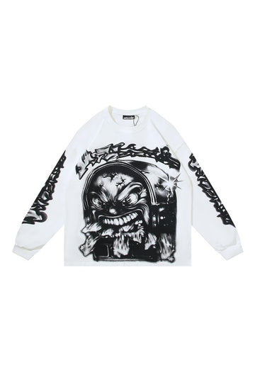 Letter printed white long sleeved shirt