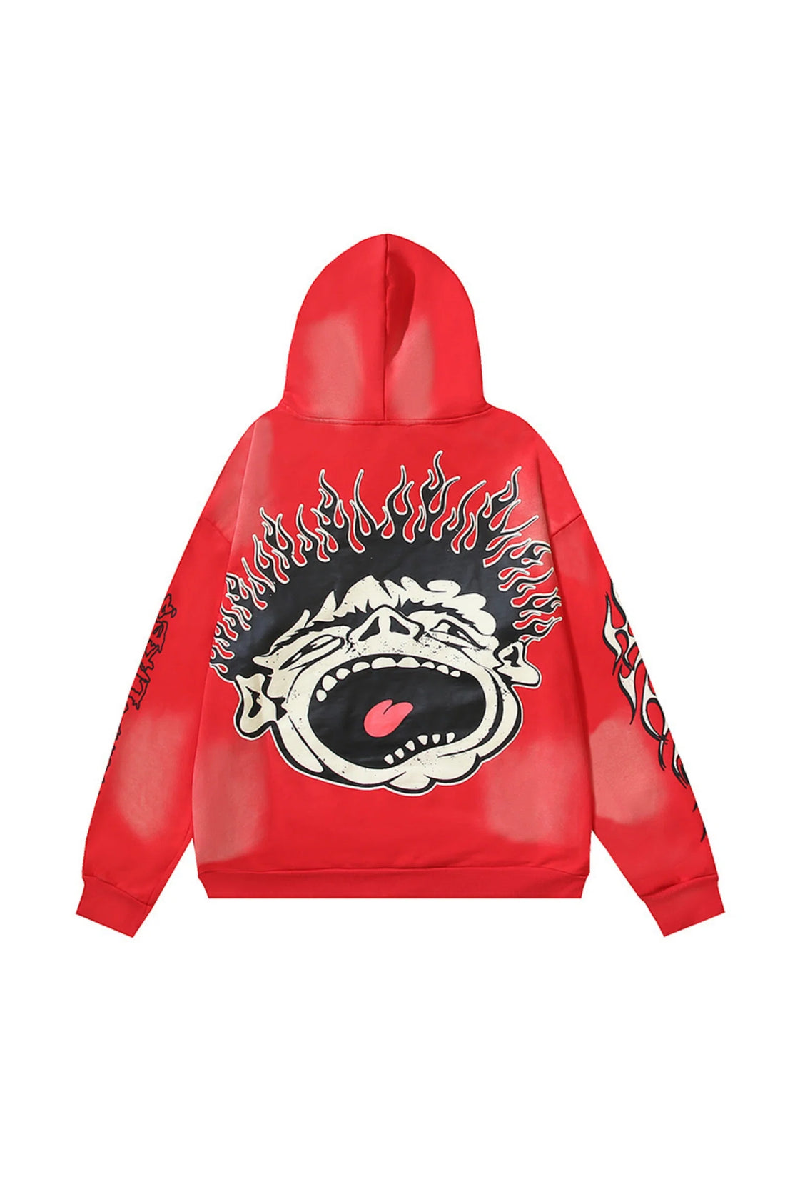 Portrait badge, red hoodie