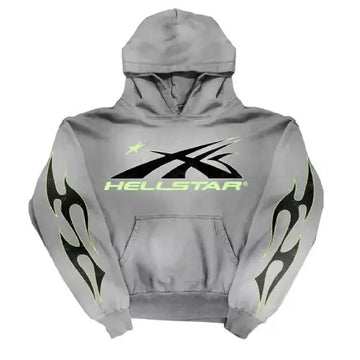 Grey Hellstar Sport Logo Hoodie